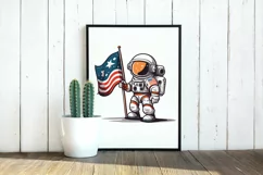 cute baby astronaut holding USA flag clipart svg, Product Image 4