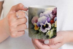 Pansies Mug Sublimation | Watercolor Flowers Mug Wrap Product Image 3