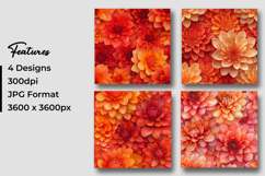 Orange Floral Blossoms Digital Paper Product Image 3