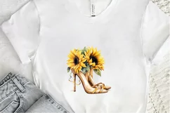 Sunflower High Heel Watercolor PNG Clipart Product Image 3