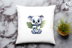 Cute Koala Leaf Cartoon Clipart Sublimation PNG Product Image 3
