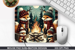 Fox With Mouse Pad Sublimation, Christmas Mouse Pad PNG Product Image 1