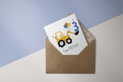 Third Birthday Excavator | Happy Birthday Card | EPS SVG PNG Product Image 3