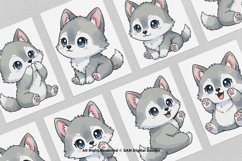 15 Bundle Watercolor Cute Wolf Chibi Nigh Animal Wildlife Product Image 3