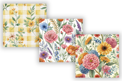 Preppy Summer Floral Digital Paper, Seamless Watercolor Product Image 3