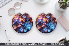 Flowers Car Coaster Sublimation|Christmas Coaster PNG Design Product Image 1