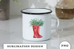 Winter Floral Rubber boots Clipart PNG Product Image 3