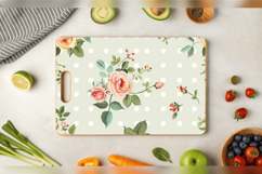 Polka Dots &amp; Rose Flowers Cutting Boards sublimation Design Product Image 3