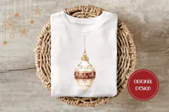 Boho Christmas Ball Illustration, Gold Christmas PNG Product Image 3