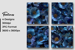 Dark Blue Floral Digital Paper Pattern Product Image 3