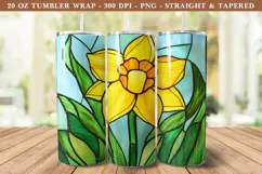 Stained Glass Daffodil Flower Tumbler Wrap | 20 oz tumbler Product Image 1