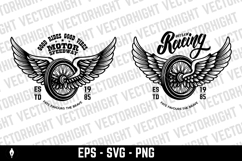 Emblem featuring a spoked wheel with large spread wings Product Image 3