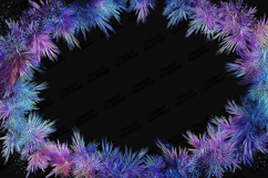 Neon Winter Pine Frame Background for Holiday Crafts Product Image 1