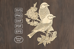 Birds flowers lasercut svg, laser cut ornament or keychain Product Image 3