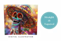 3D Sugar Skull Tumbler Wrap, Sombrero Tumbler Sublimation Product Image 3