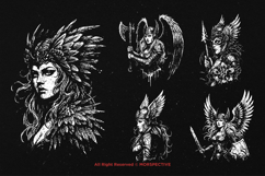 10 Bundle Dark Art Valkyrie Knight Girl Warrior God Skull Product Image 5
