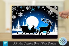 Santa’s Sleigh Dark Wood Cutting Board PNG Design Product Image 1