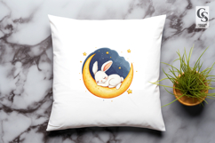 Sleeping Bunny on Moon Clipart Product Image 3