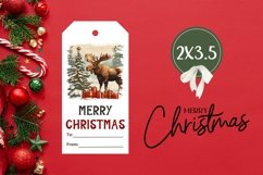 Christmas Moose Gift Tag, Winter Animals Gift Tag Designs Product Image 3
