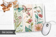 Whimsical Butterfly and Floral Bookmarks Mouse Pad PNG Product Image 1