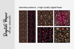 Burgundy Digital Papers | Floral Digital paper Product Image 1