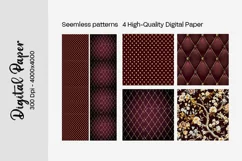 Burgundy Digital Papers | Floral Digital paper Product Image 1