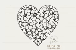 Heart With Plumeria Flowers Line Art SVG PNG Product Image 1