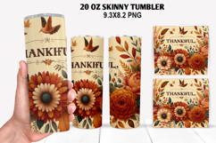 Skinny Tumbler 20oz Wrap Design, Thanksgiving Tumble PNG Product Image 1