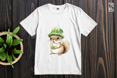 Cute Squirrel Green Hat Clipart Sublimation PNG Product Image 2