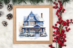 Watercolor Christmas houses clipart, Christmas Clipart Product Image 3