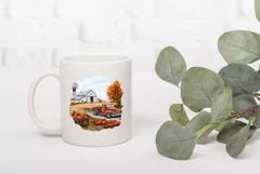 Red Farm Truck Illustration PNG, Watercolor Fall Farm Print Product Image 3