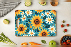 Boho Daisy Sunflowers Cutting Boards sublimation Design Product Image 3