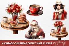 Vintage Christmas Coffee Shop Clipart Sublimation Product Image 1