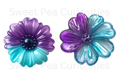 Flowers, purple, Turquoise, Ephemera, PNG, Clipart Product Image 3