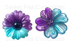 Flowers, purple, Turquoise, Ephemera, PNG, Clipart Product Image 3