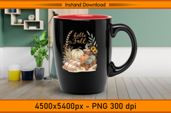 Hello Fall Cozy Pumpkins Blanket and Coffee Sublimation PNG Product Image 3