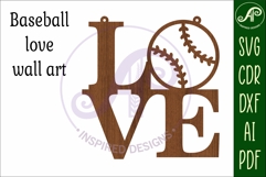 Love Baseball word wall art sign, SVG file. vector Product Image 3