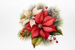 Christmas Flower Bouquet Clipart PNG Product Image 3