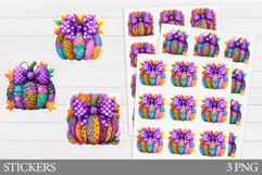 Patchwork Pumpkin Sticker. Fall Sticker Printable Product Image 1