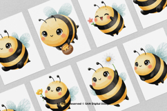 15 Bundle Watercolor Cute Bee Baby Honey Hive Sting Buzz Product Image 3