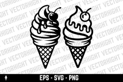 A black and white line art icon of a soft serve ice cream Product Image 3