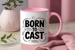 Born To Cast Fishing Illustration For T-shirt Design Vector Product Image 3