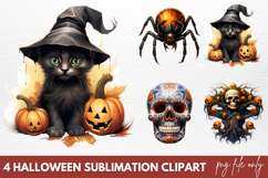 Watercolor Halloween Sublimation Clipart PNG Product Image 1