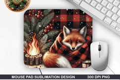 Beautiful Fox Mouse Pad Sublimation, Christmas Mouse Pad PNG Product Image 1