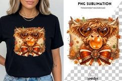 Cute Highland Cow PNG | Fall Cow with Heart Sunglasses Product Image 3
