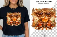 Cute Highland Cow PNG | Fall Cow with Heart Sunglasses Product Image 3