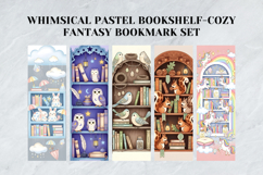 Whimsical Pastel Bookshelf Bookmark Set,Cozy Fantasy Library Product Image 3
