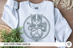 Cool Cat Rider on Classic Motorcycle Product Image 3
