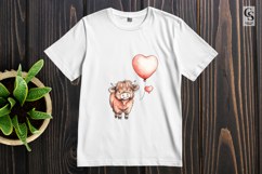 Highland Cow With Heart Balloon Clipart Sublimation PNG Product Image 3
