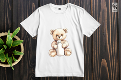 Teddy Bear With Milk Bottle Clipart Sublimation PNG Product Image 3